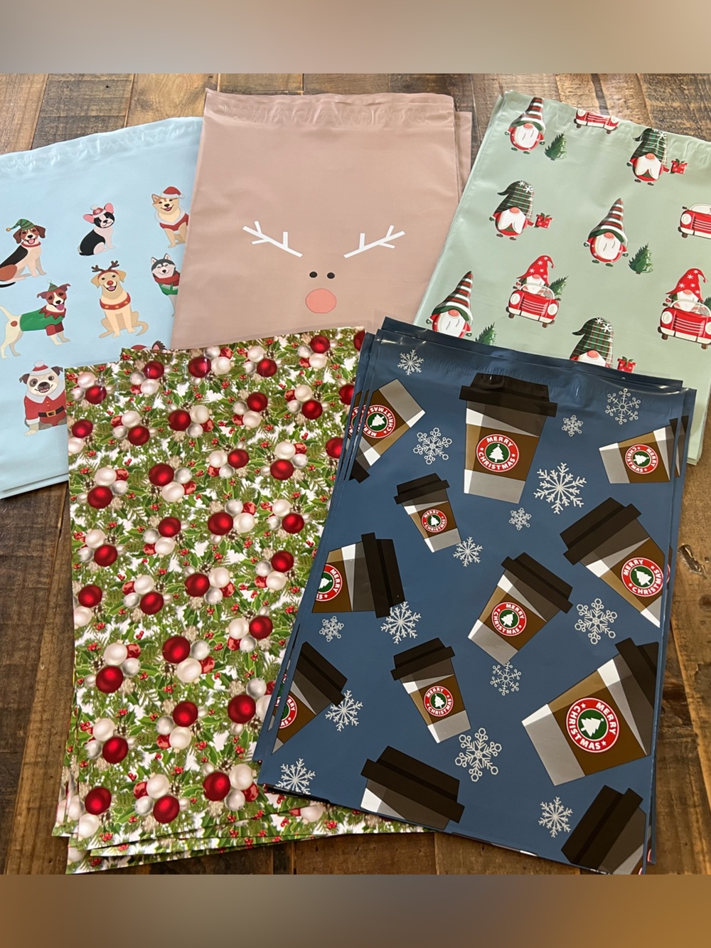 Holiday Christmas themed poly mailers bundle of 50
